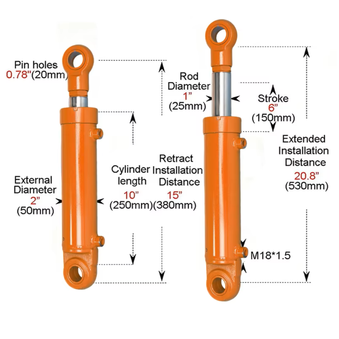 Hydraulic cylinder size reference for matching