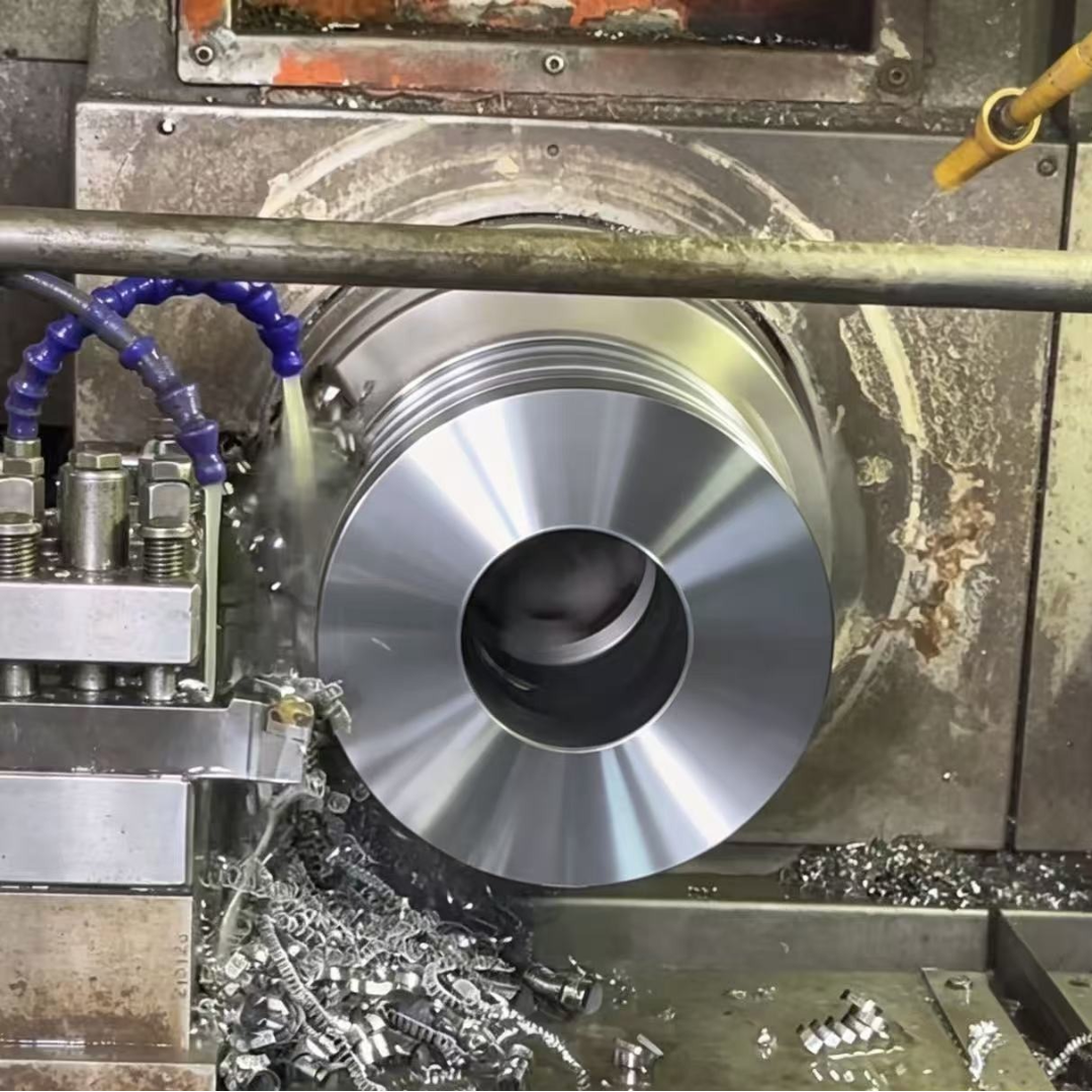 Hydraulic cylinder piston machining detail for excavator repair